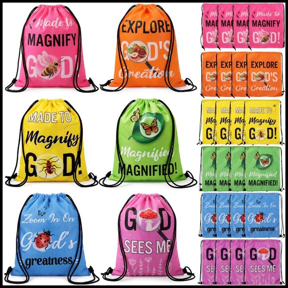 Polyester Drawstring Backpack Bags Set of 30 for Events Travel Gym Religious main image 4